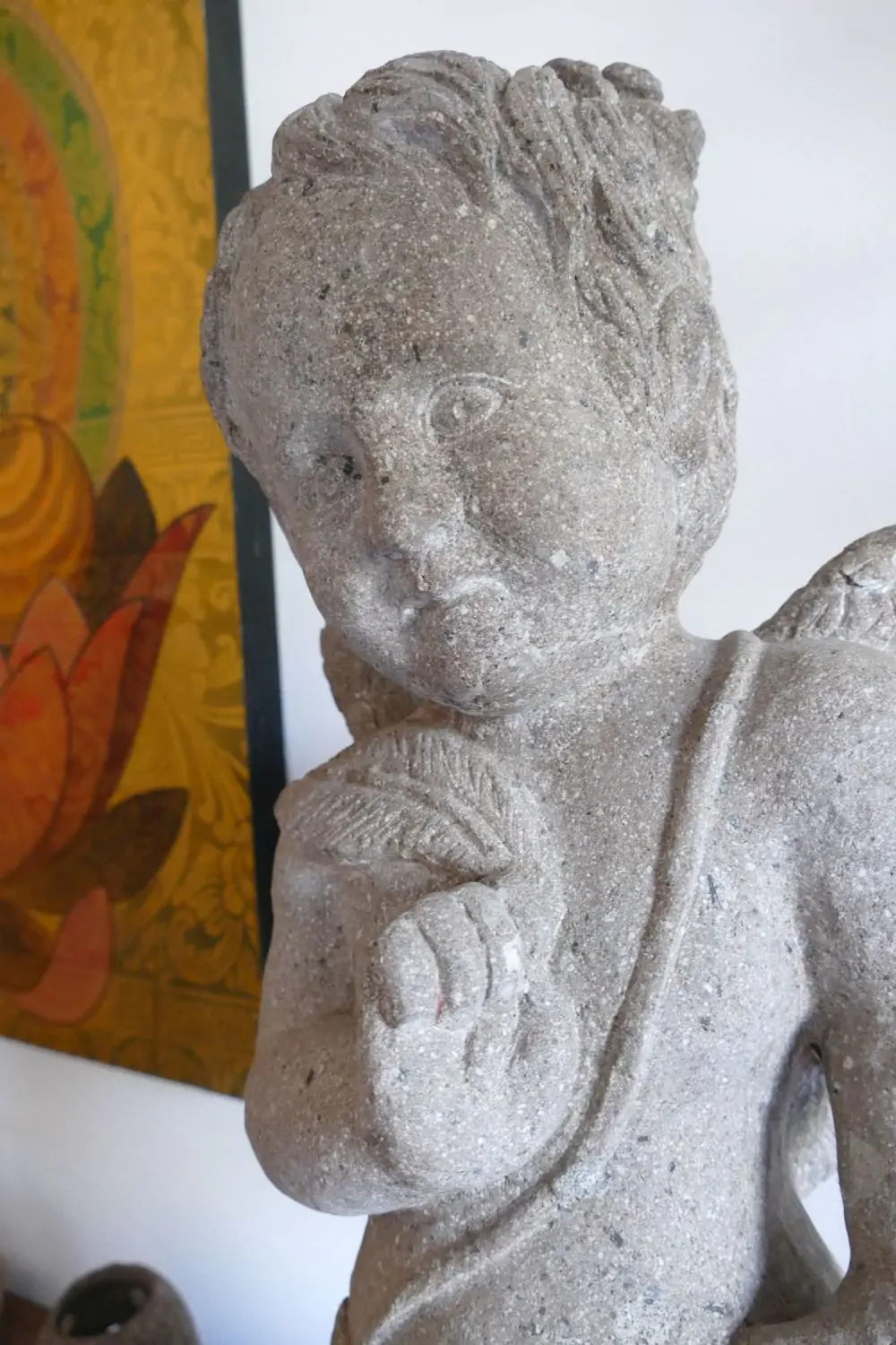  Product image 2 of the product “Amore winged, 80cm height, riverstone, handcrafted ”